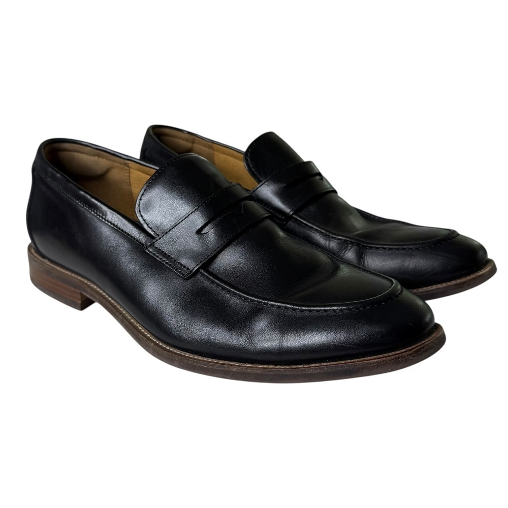 Florsheim Rucci Moc Toe Leather Penny Loafer Black 10M Smart Preppy Old Money